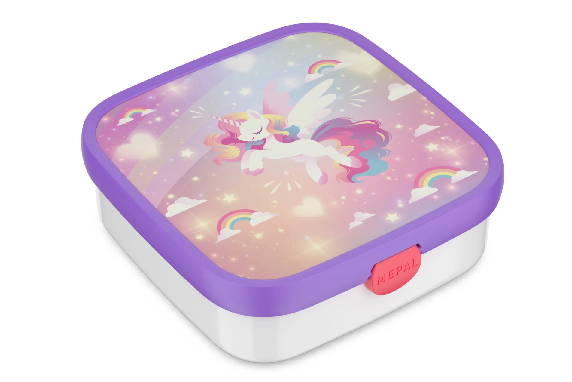 Mepal Brotdose groß mit Bento-Einsatz und Gabel Campus - Unicorn glow Best
