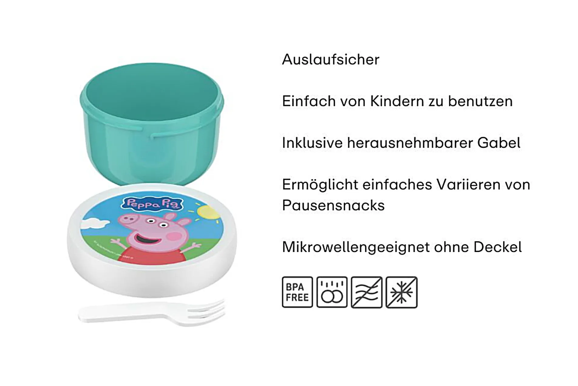 Mepal Campus Fruchtbox 300 ml mit Gabel - Peppa Pig New
