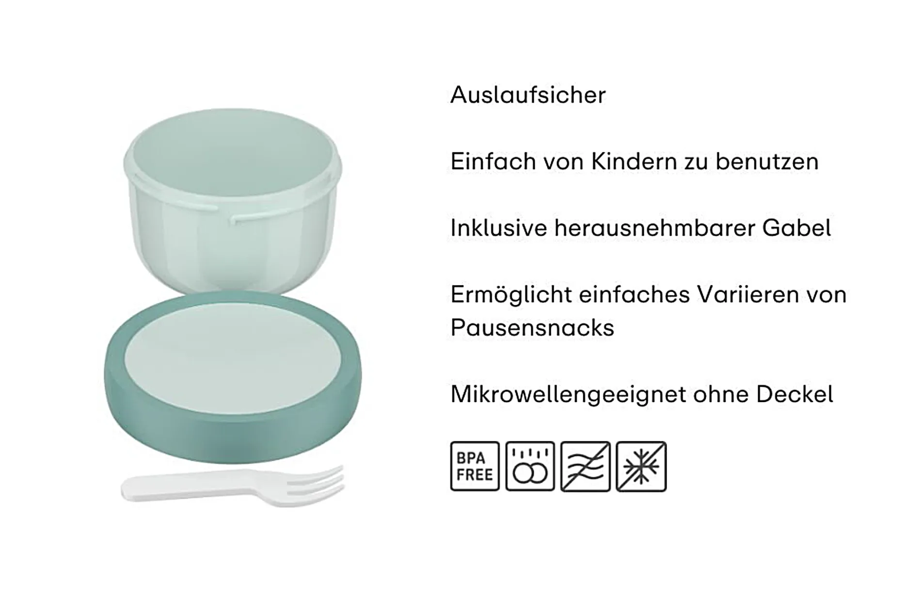 Mepal Campus Fruchtbox 300 ml mit Gabel - Türkis Clearance