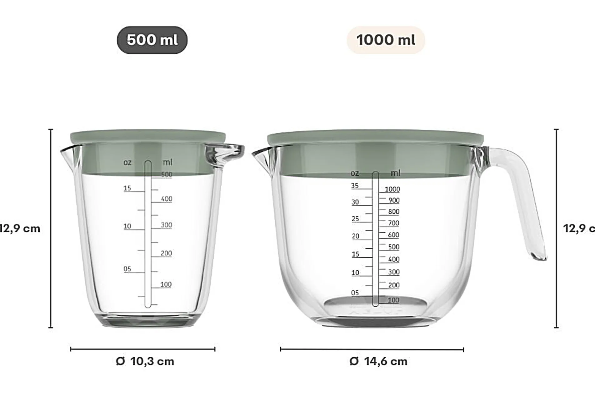 Mepal Messbecher Chef It Glas 500 ml mit Deckel - Chalk Discount