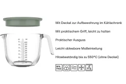 Mepal Messbecher Chef It Glas 1000 ml mit Deckel - Chalk Sale