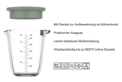 Mepal Messbecher Chef It Glas 500 ml mit Deckel - Navy Best