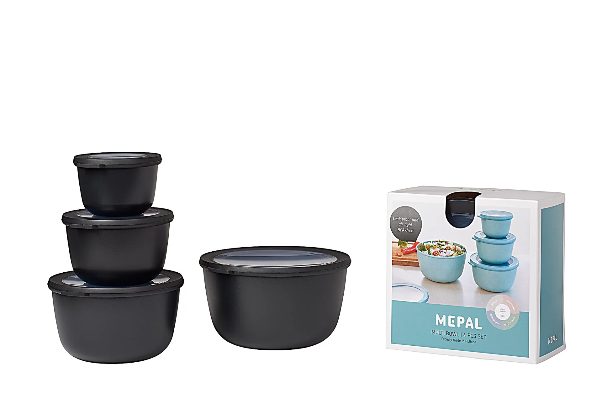 Mepal Set Multischüssel Cirqula hoch, 4-teilig (500+1000+2000+3000 ml) - Nordic black Discount