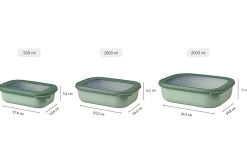 Mepal Set Multischüssel Cirqula rechteckig flach 3-teilig (500+1000+2000 ml) - Nordic sage