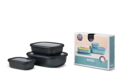 Mepal Set Multischüssel Cirqula rechteckig flach 3-teilig (500+1000+2000 ml) - Nordic black