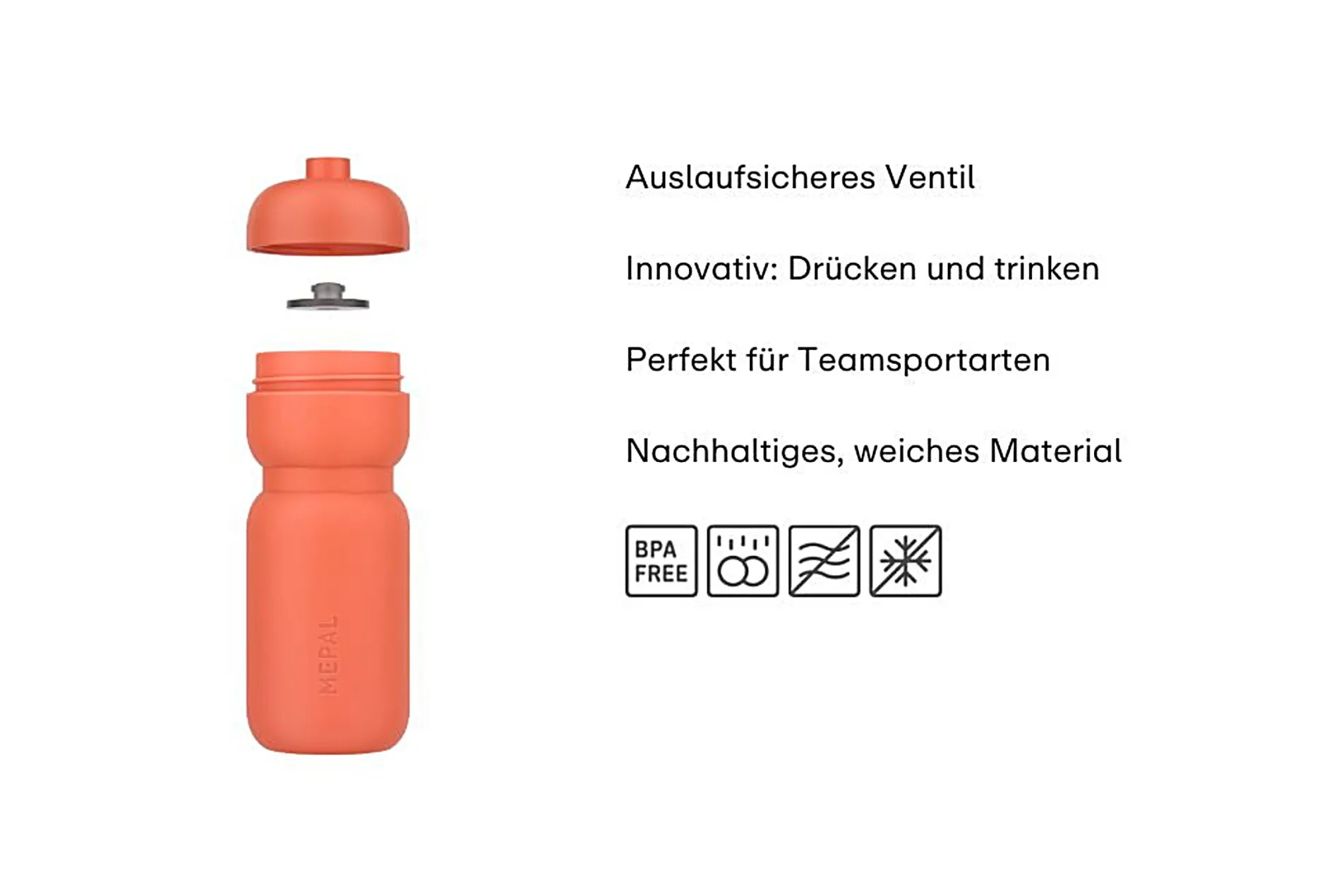 Mepal Sportflasche Squeeze 600 ml - Peach orange Discount