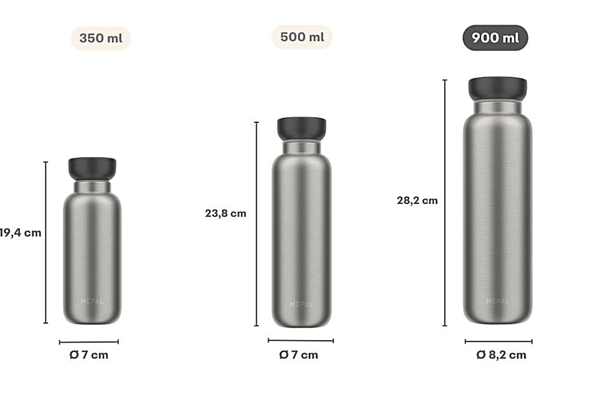 Mepal Thermoflasche Ellipse 900 ml - Edelstahl gebürstet Outlet